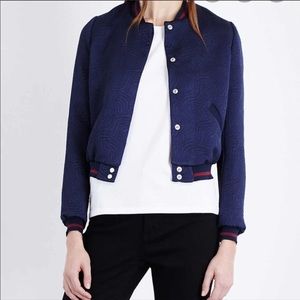 MAJE navy quilted bomber jacket